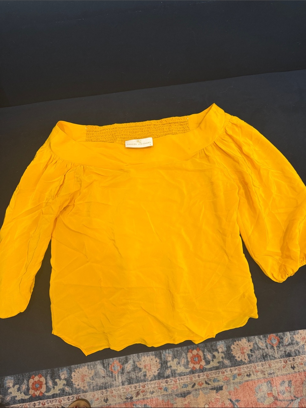 Amanda Uprichard Bright Yellow Off-Shoulder Blouse